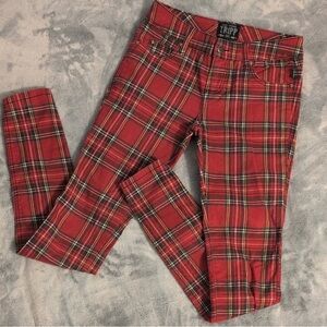 Tripp NYC Rocker Red Tartan Plaid Jean